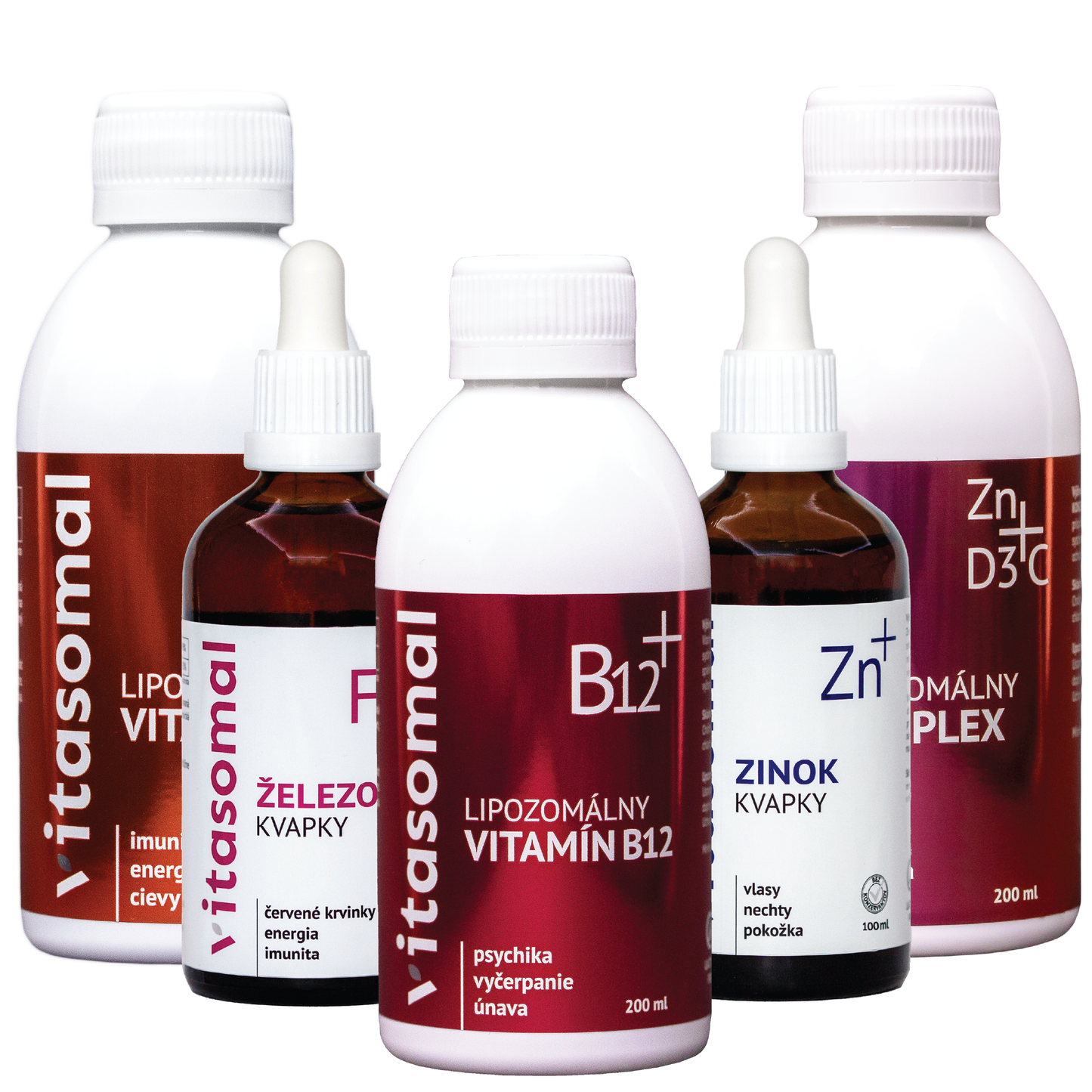 Balíček ENERGIA: Lipo Komplex, Lipo Vitamín B12, Lipo Vitamín C, Železo kvapky, Zinok kvapky